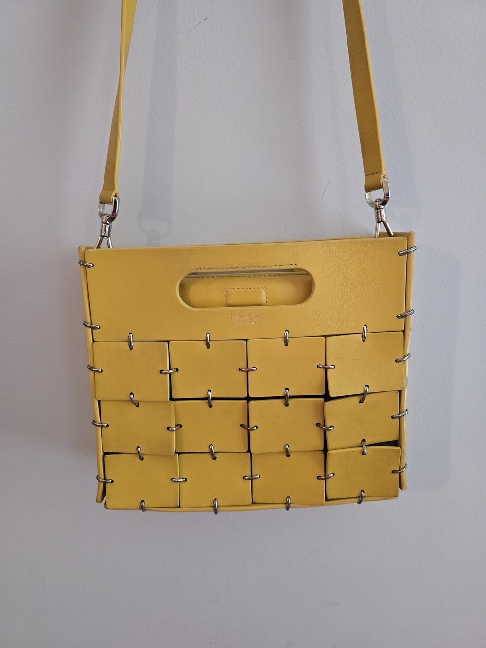 kate spade Yellow Woven Square Crossbody Bag